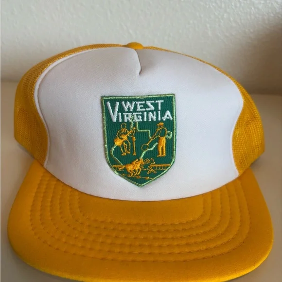 West Virginia Patch Trucker Hat - Yellow and White - Picture 1 of 4